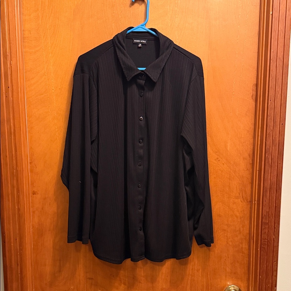 Black Pinstripe ribbed look  Long-Sleeve Dress Shirt